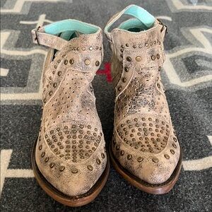 Corral Studded Tan Ankle Boots
